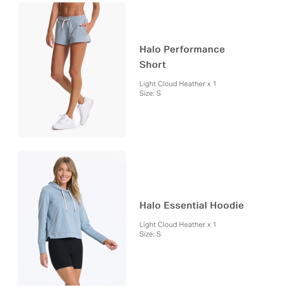 Vuori Light Blue Halo Hoodie & Short SET - Size Small